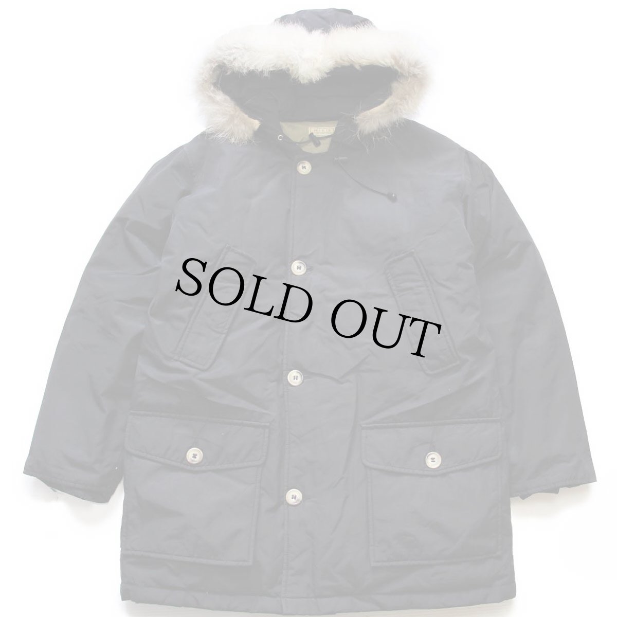 画像1: 90s RIFLE コヨーテファー ダウンコート 黒 M★アークティックパーカー B-9タイプ  (1)