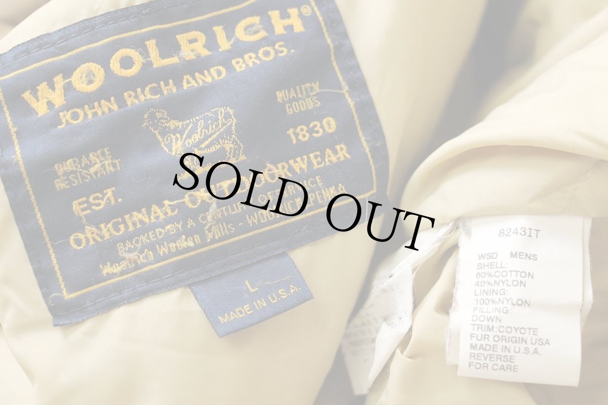 画像4: 00s USA製 WOOLRICH JOHN RICH&BROS ウールリッチ コヨーテファー アークティックパーカー ダウンコート カーキ L★B-9タイプ (4)