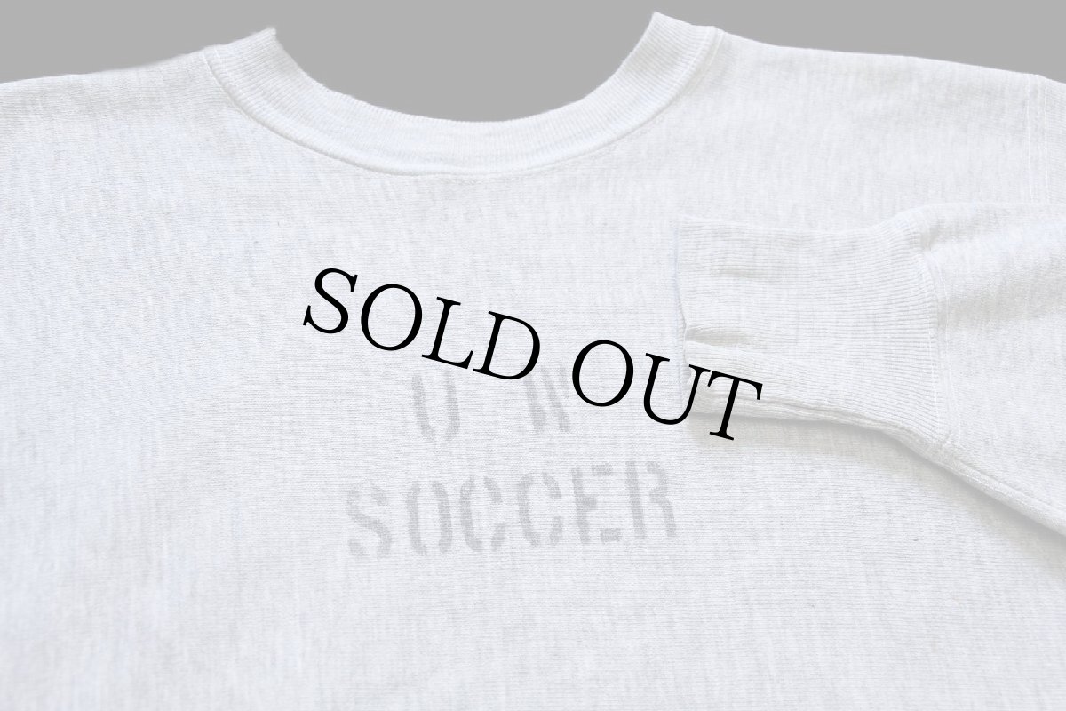 画像3: 70s USA製 Championチャンピオン 単色タグ U W SOCCER ステンシル リバースウィーブ スウェット 杢グレー M (3)