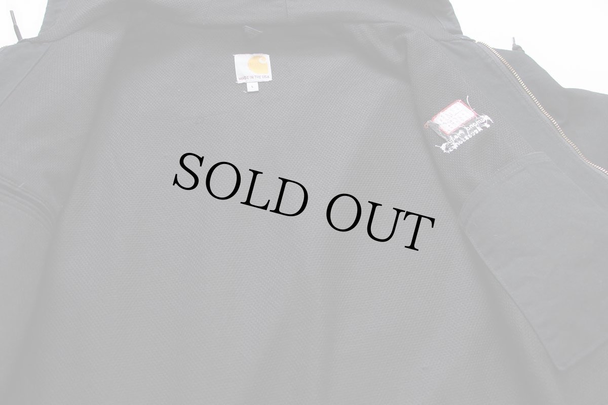 画像5: USA製 carharttカーハート Grip Rite 刺繍 裏サーマル ダック地 アクティブジャケット パーカー 黒 L (5)