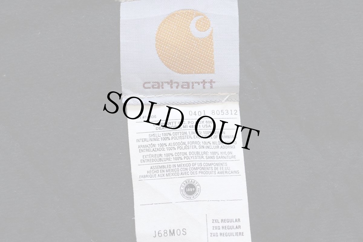 画像4: 00s メキシコ製 carharttカーハート キルティングライナー ダック地 アクティブジャケット パーカー モスグリーン 2XL★特大 (4)