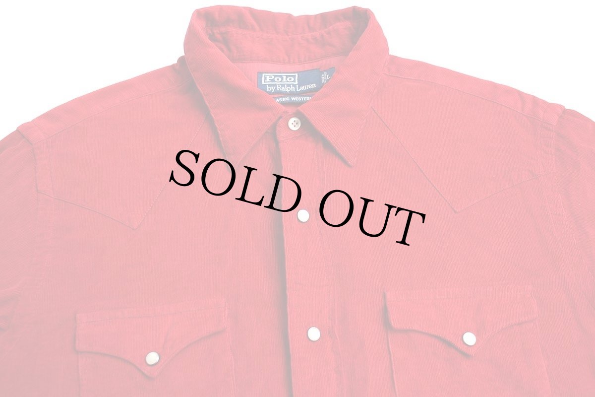 画像3: 00s ポロ ラルフローレン CLASSIC WESTERN コットン コーデュロイ ウエスタンシャツ 赤 L (3)