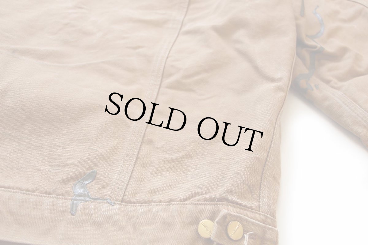 画像6: 00s USA製 carharttカーハート Paragon 刺繍 ペンキ飛び ブランケットライナー ダックジャケット 4ポケット ボロ L (6)