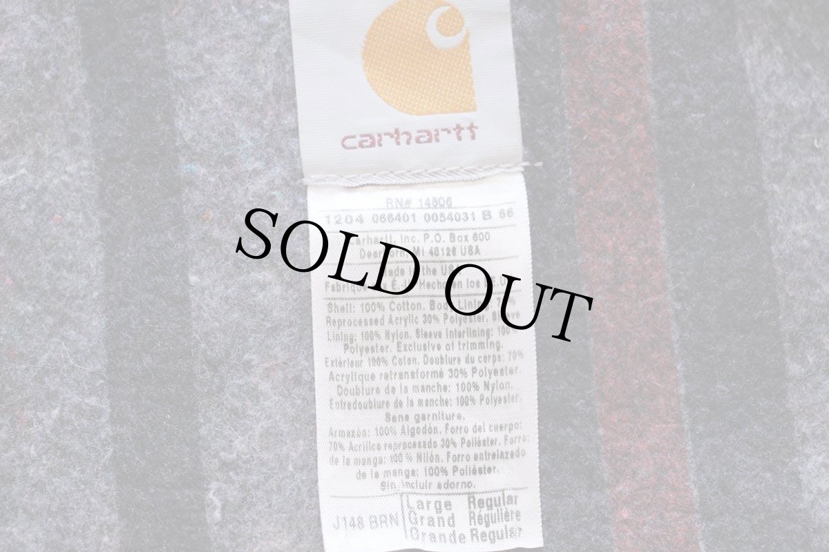 画像4: 00s USA製 carharttカーハート Paragon 刺繍 ペンキ飛び ブランケットライナー ダックジャケット 4ポケット ボロ L (4)