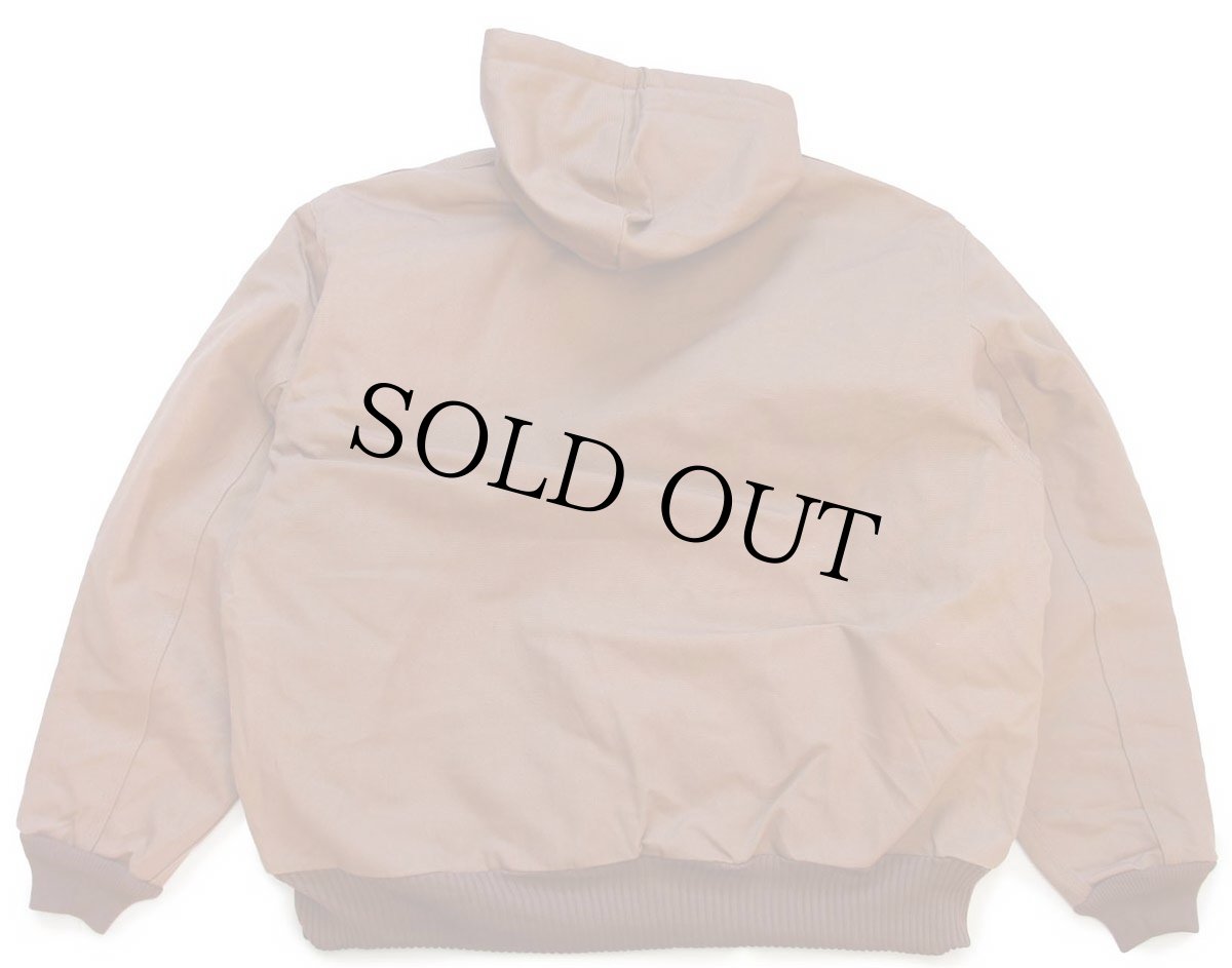 画像2: デッドストック★00s USA製 carharttカーハート GAS SERVICE 刺繍 キルティングライナー ダック地 アクティブジャケット パーカー 茶 2XL★特大 (2)