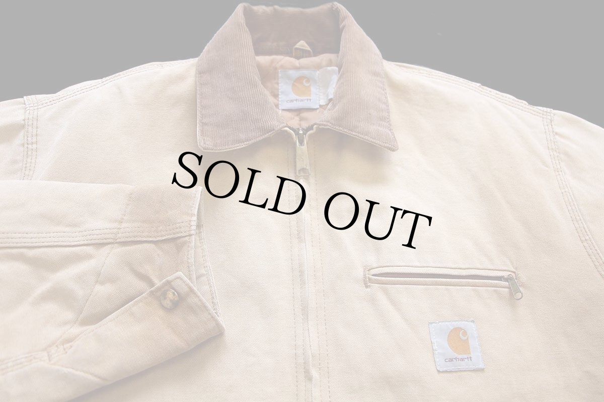 画像3: 80s USA製 carharttカーハート キルティングライナー ダック地 デトロイトジャケット 茶 フェード (3)