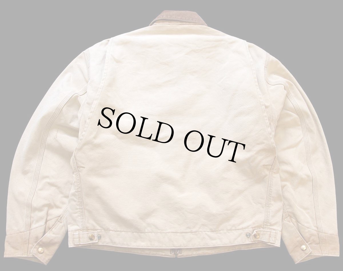 画像2: 80s USA製 carharttカーハート キルティングライナー ダック地 デトロイトジャケット 茶 フェード (2)