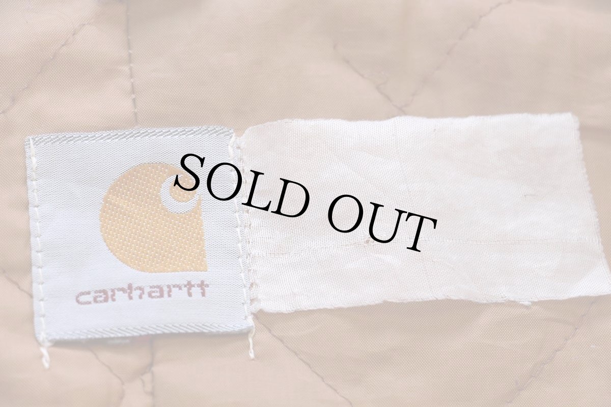 画像4: 80s USA製 carharttカーハート キルティングライナー ダック地 デトロイトジャケット 茶 フェード (4)