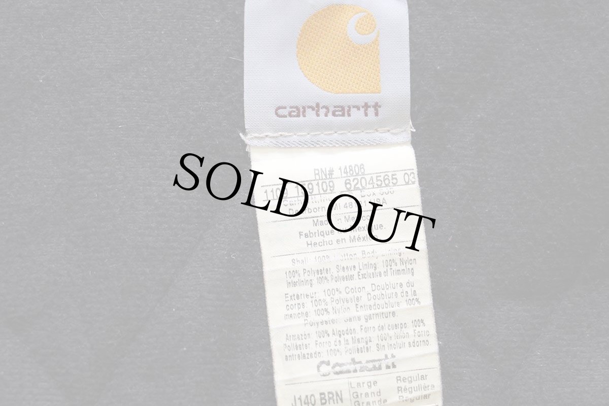 画像4: 00s メキシコ製 carharttカーハート キルティングライナー ダック地 アクティブジャケット パーカー 茶 L (4)