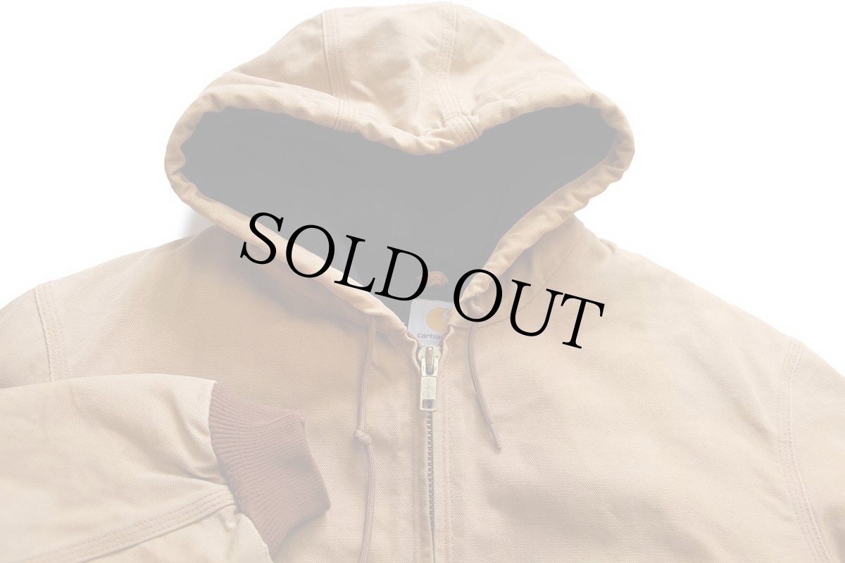 画像3: 00s メキシコ製 carharttカーハート キルティングライナー ダック地 アクティブジャケット パーカー 茶 L (3)