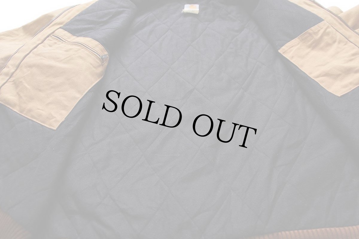 画像5: 00s メキシコ製 carharttカーハート キルティングライナー ダック地 アクティブジャケット パーカー 茶 L (5)