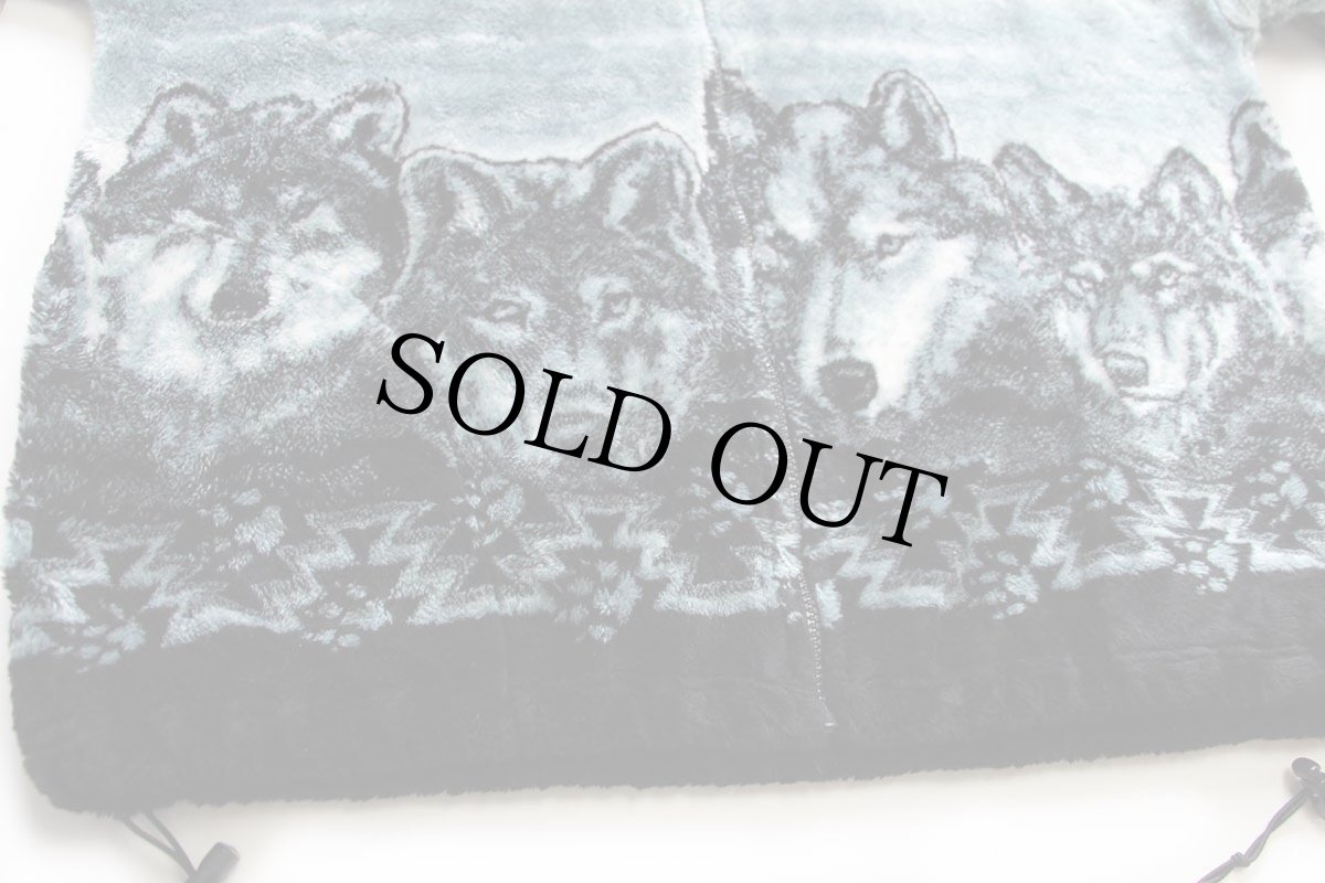 画像6: 90s USA製 Cobblestone Canyon ウルフ アート パイル フリースジャケット XL (6)