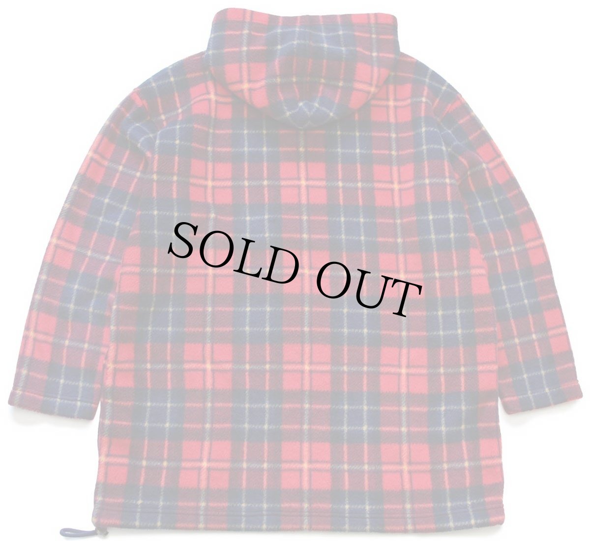 画像2: 90s LAUREN ラルフローレン ロゴ刺繍 タータンチェック フリースパーカー (2)