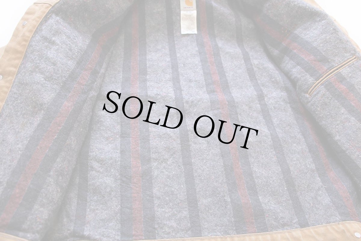 画像5: 00s USA製 carharttカーハート Paragon 刺繍 ペンキ飛び ブランケットライナー ダックジャケット 4ポケット ボロ L (5)