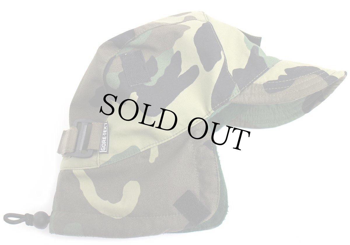 画像7: 90s イタリア軍 ウッドランドカモ フリースライナー 耳当て付き GORE-TEXゴアテックス ナイロン キャップ (7)