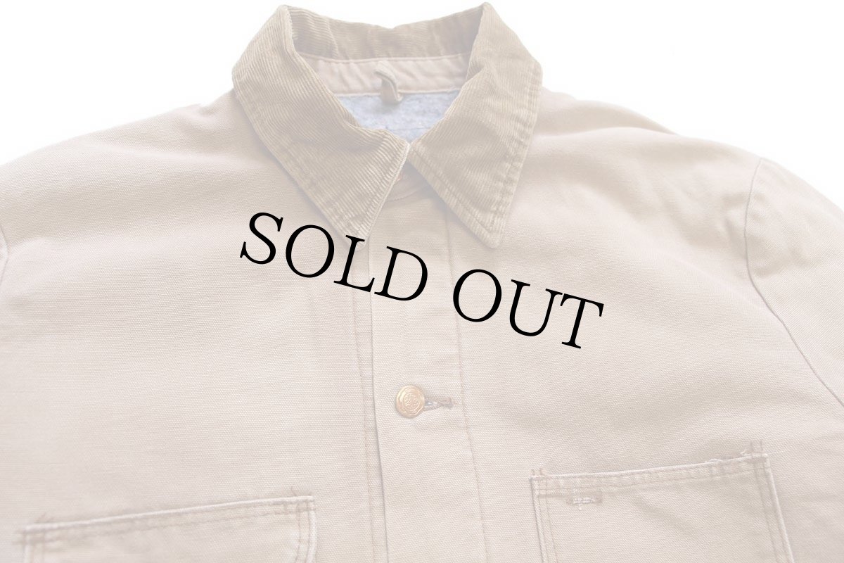 画像3: 70s UNKNOWN ブランケットライナー ダック地 チョアコート カバーオール 茶 フェード (3)