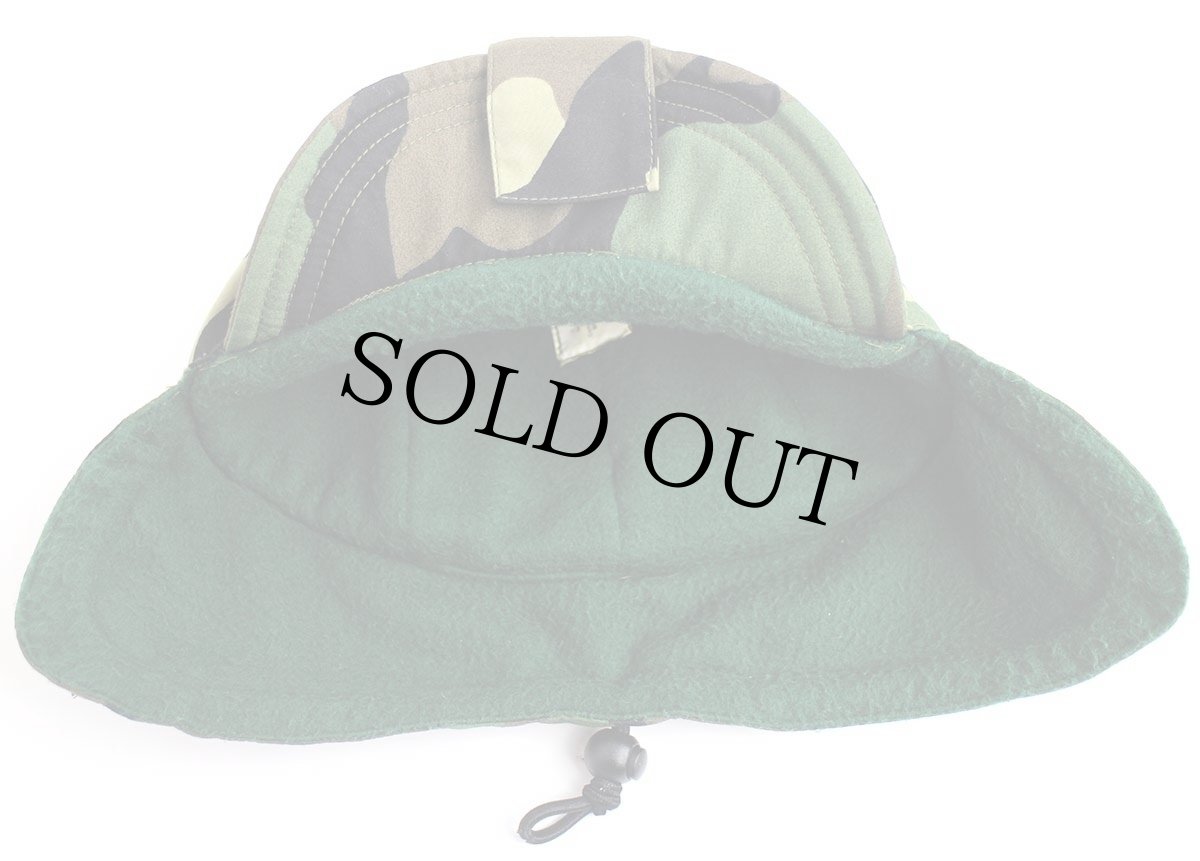 画像8: 90s イタリア軍 ウッドランドカモ フリースライナー 耳当て付き GORE-TEXゴアテックス ナイロン キャップ (8)