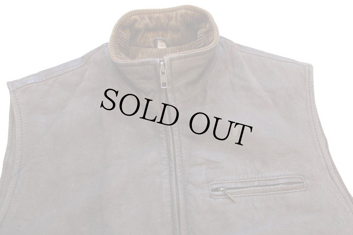 画像3: 80s BANANA REPUBLICバナナリパブリック タータンチェック コットンライナー ヌバック レザーベスト グレーブラウン S (3)