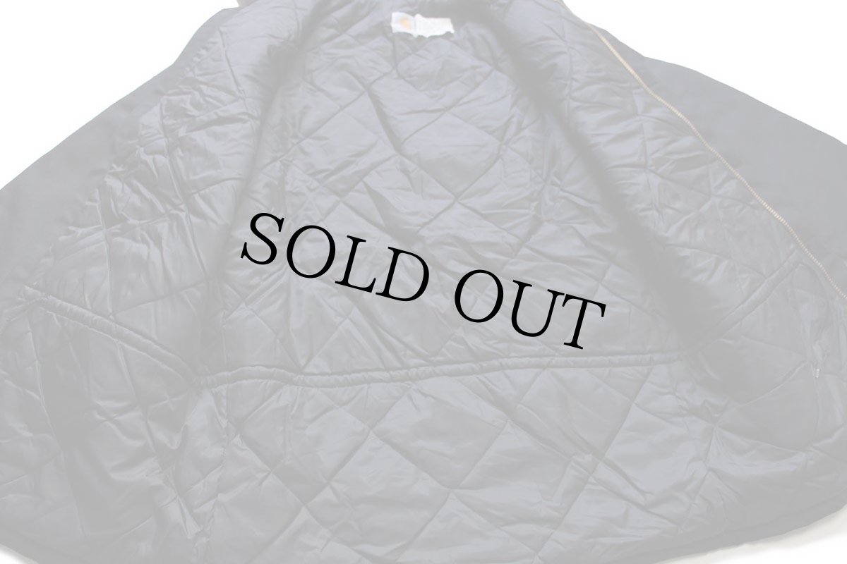 画像5: 90s USA製 carharttカーハート ロゴ刺繍 キルティングライナー ナイロン ダック トラディショナルコート 黒 L-T (5)