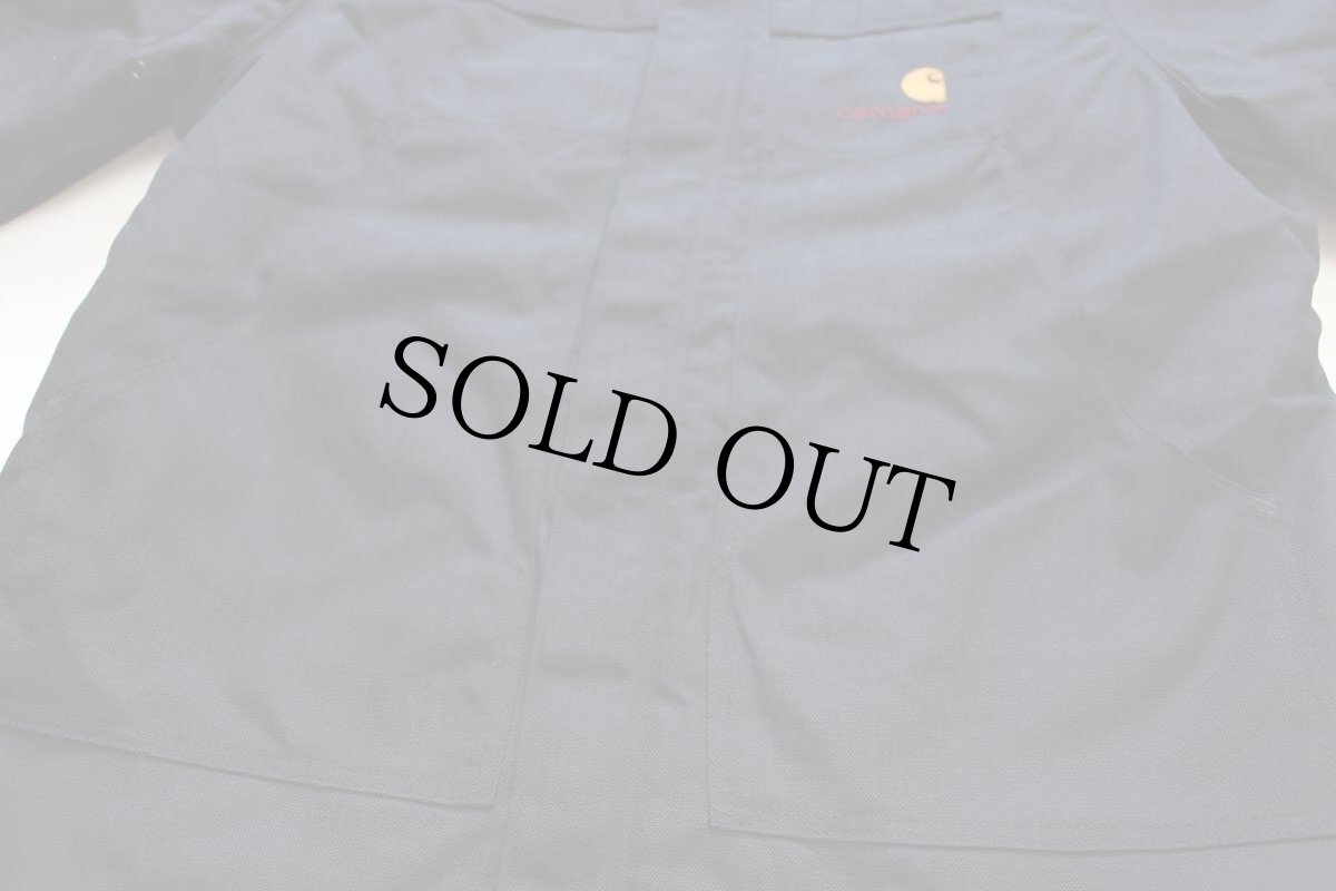 画像6: 90s USA製 carharttカーハート ロゴ刺繍 キルティングライナー ナイロン ダック トラディショナルコート 黒 L-T (6)