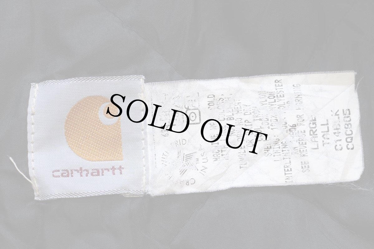 画像4: 90s USA製 carharttカーハート ロゴ刺繍 キルティングライナー ナイロン ダック トラディショナルコート 黒 L-T (4)