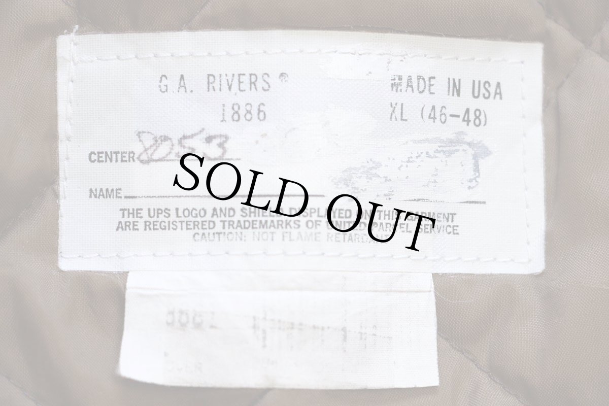 画像4: 80s USA製 G.A.RIVERS UPS ロゴ刺繍 キルティングライナー ハーフジップ プルオーバー ワークジャケット 茶 XL (4)