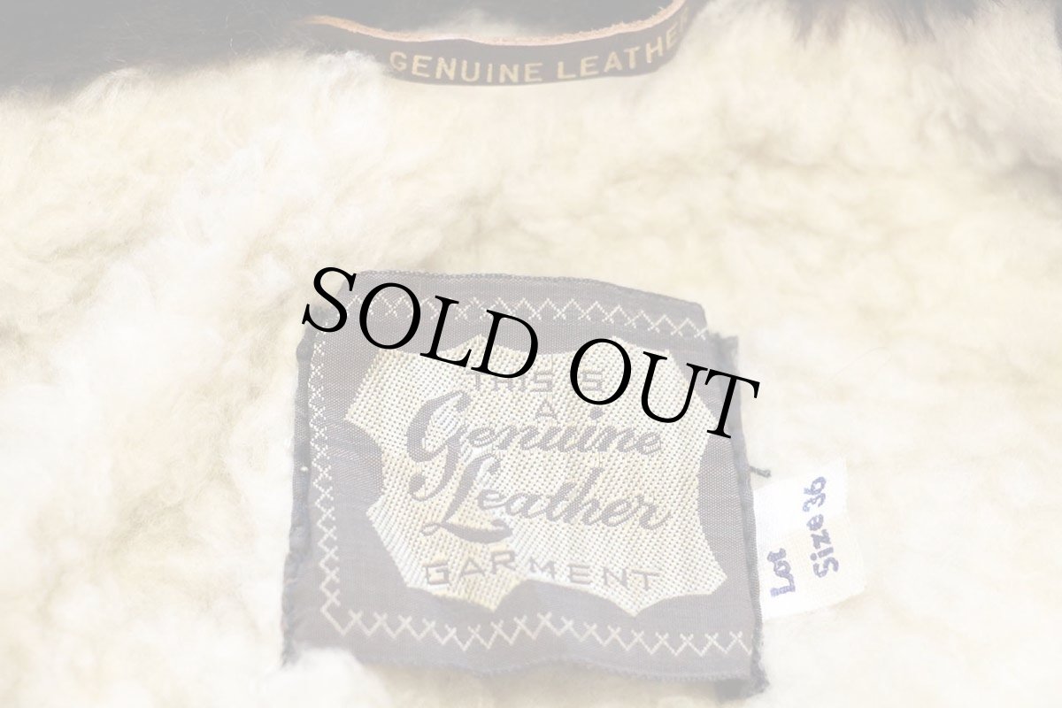 画像4: 70s UNKNOWN A-2タイプ 襟ボア&ライナー フライト レザージャケット 焦げ茶 36 (4)