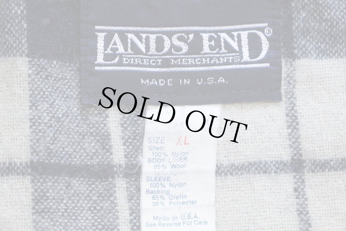 画像4: 90s USA製 LANDS'ENDランズエンド タータンチェック ウールライナー ナイロン マウンテンパーカー 紺 XL (4)