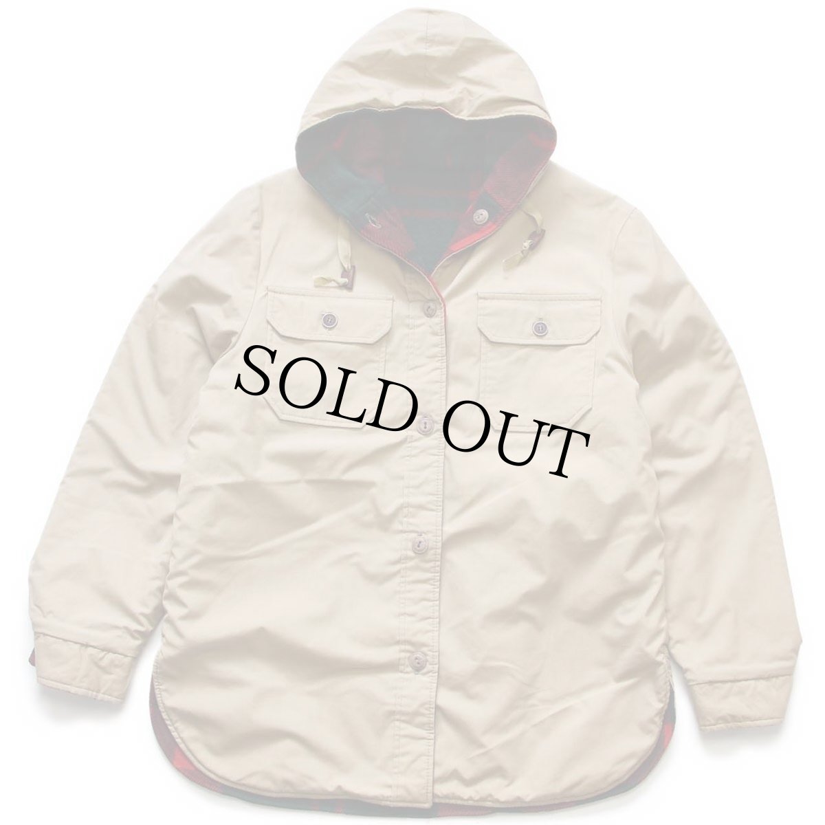 画像7: 70s Woolrichウールリッチ タータンチェック×無地 リバーシブル ウールシャツジャケット パーカー M (7)