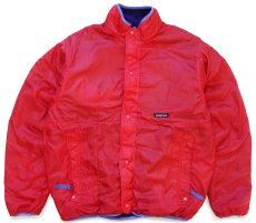 画像7: 90s USA製 patagoniaパタゴニア グリセード リバーシブル ナイロン×パイルフリースジャケット エッグプラント 紫×赤 XL (7)