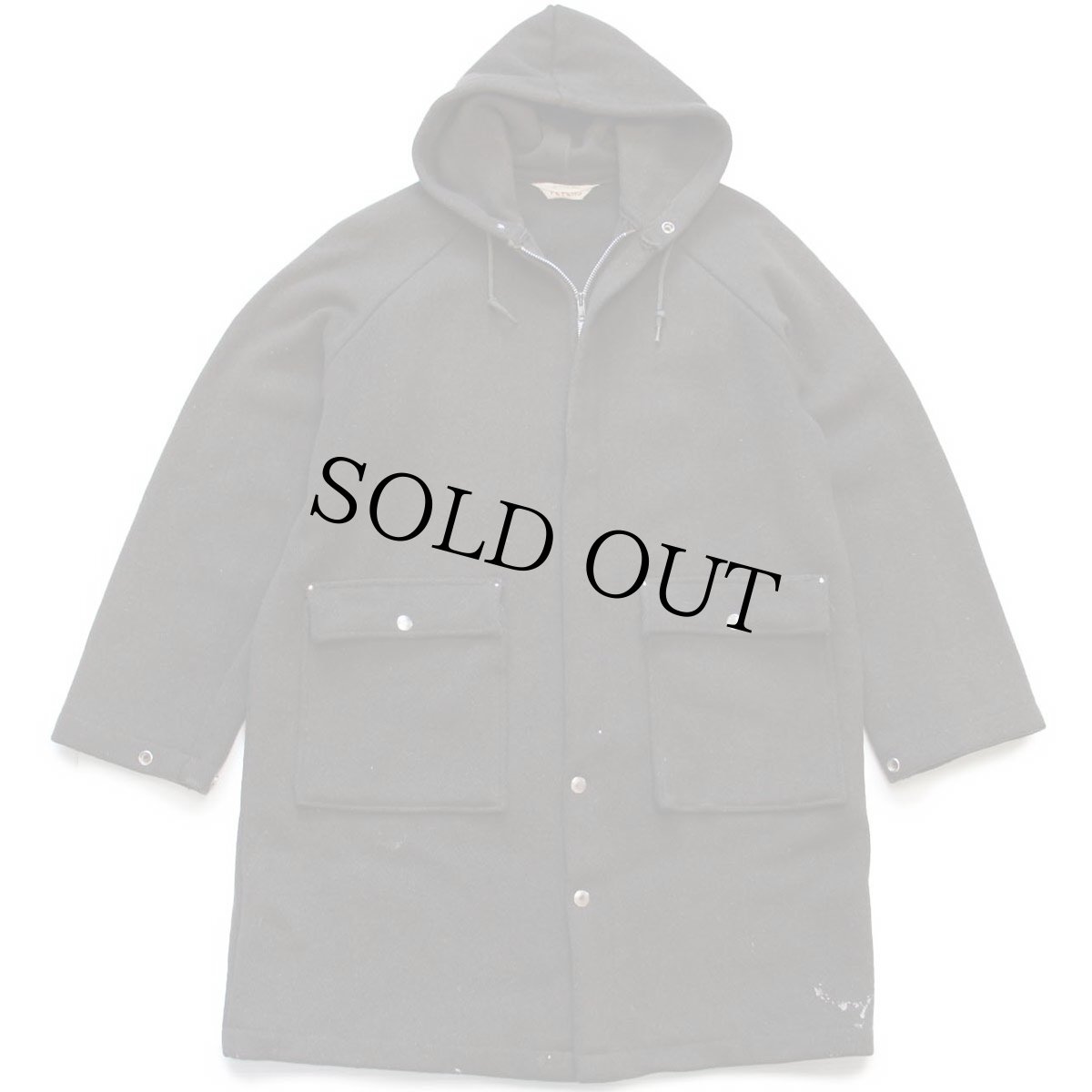 画像1: 60s PETERS ペンキ飛び フーデッド ウールコート オリーブドラブ M (1)