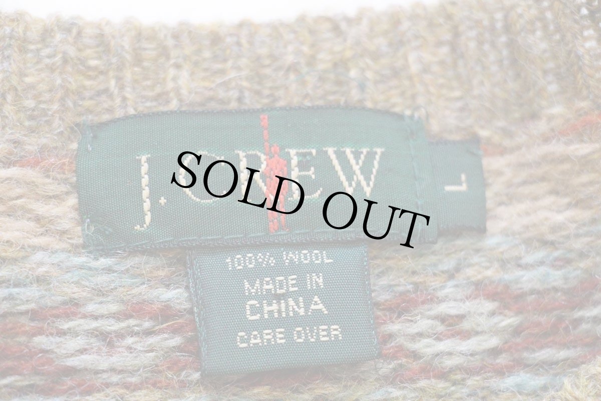 画像4: 90s J.CREW フェアアイル柄 ウールニット セーター L (4)