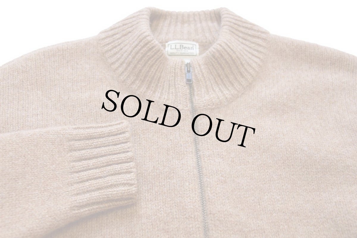 画像3: L.L.Bean 無地 シェットランドウール ドライバーズニット フルジップ セーター ブラウン M-R (3)