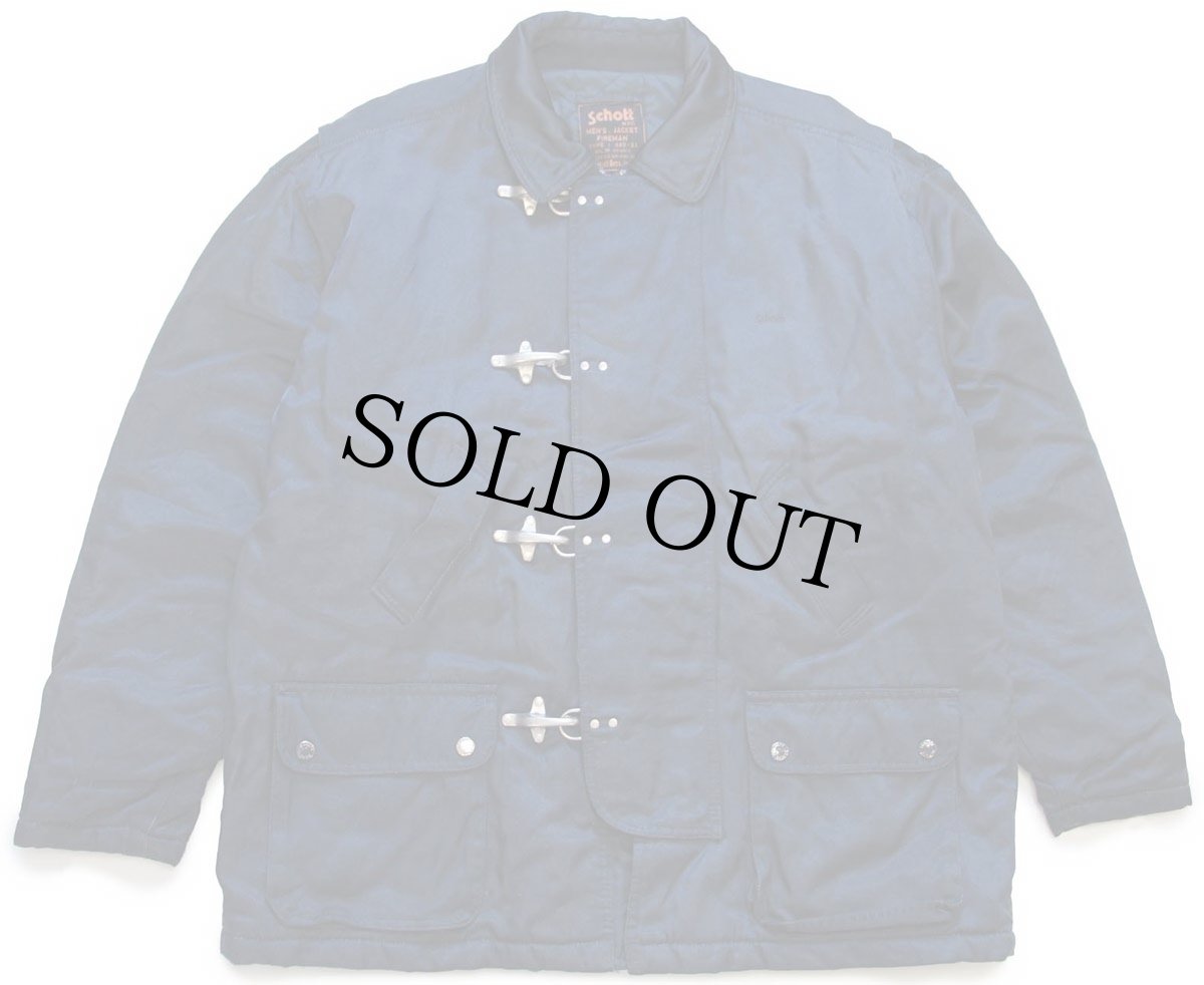 画像1: Schottショット ロゴ刺繍 キルティングライナー ファイヤーマンコート 紺 XL★ジャケット (1)