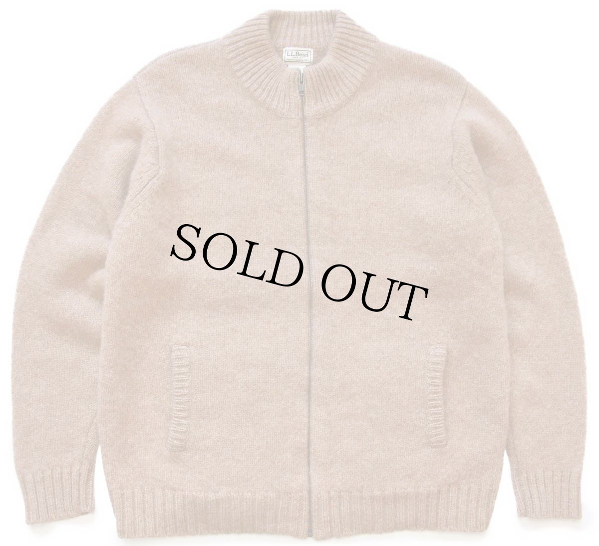 画像1: L.L.Bean 無地 シェットランドウール ドライバーズニット フルジップ セーター ブラウン M-R (1)