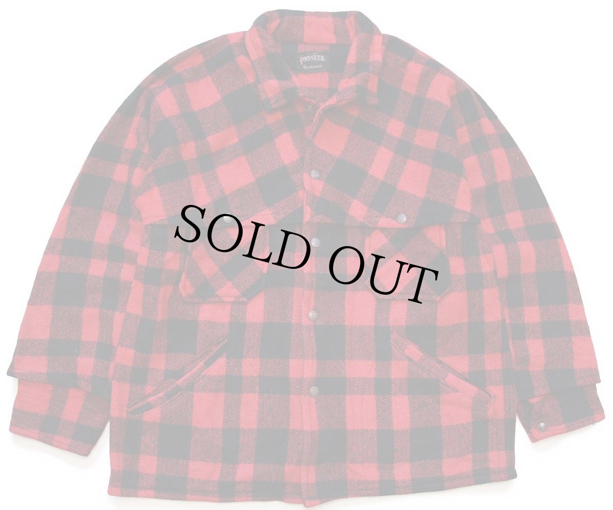 画像1: 60s カナダ製 PIONEER バッファローチェック マッキーノ ウールジャケット 赤×黒 (1)