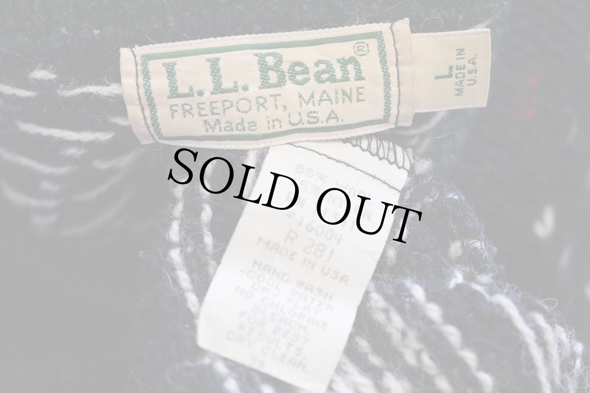 画像4: 80s USA製 L.L.Bean 雪柄 ノルディック柄 ウールニット カーディガン L (4)