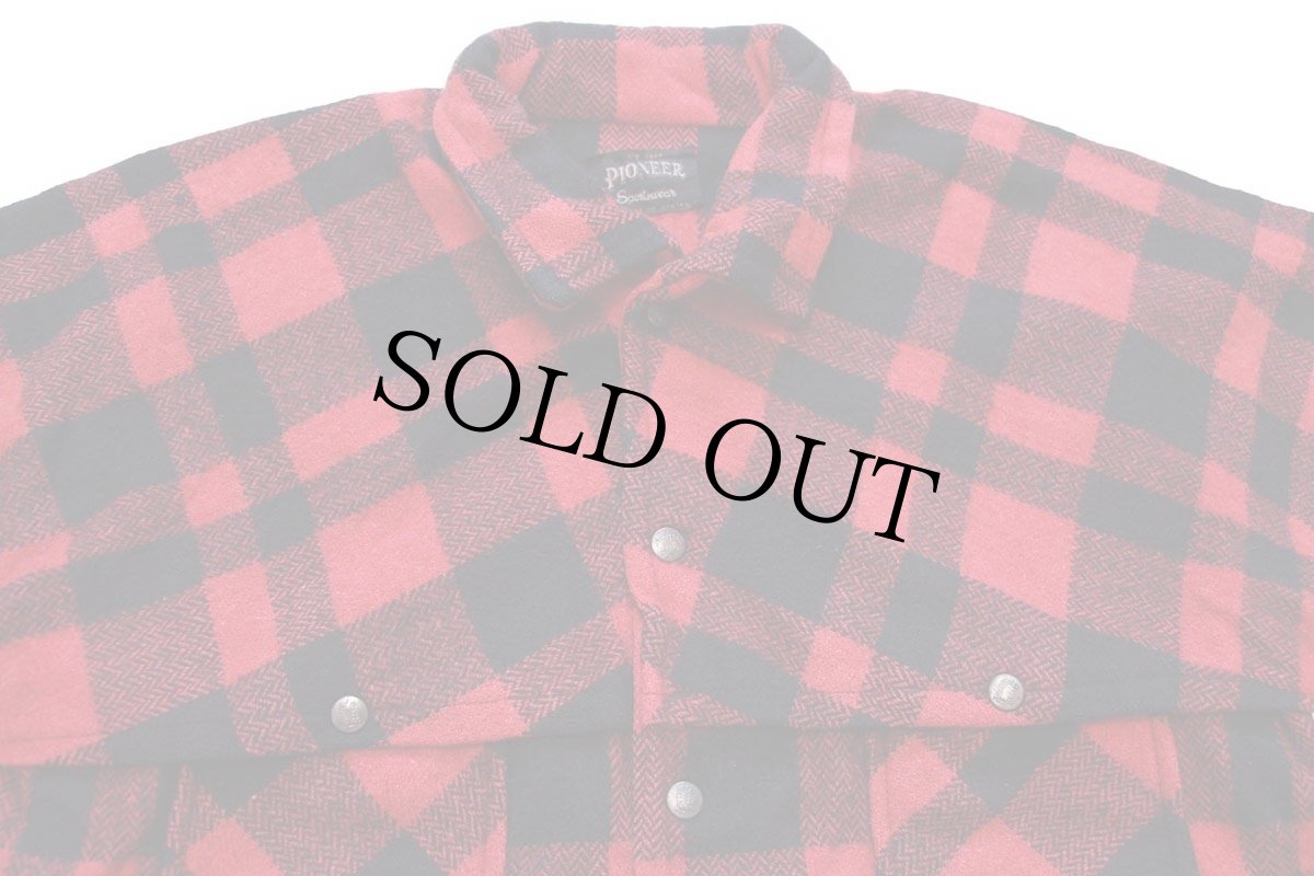 画像3: 60s カナダ製 PIONEER バッファローチェック マッキーノ ウールジャケット 赤×黒 (3)