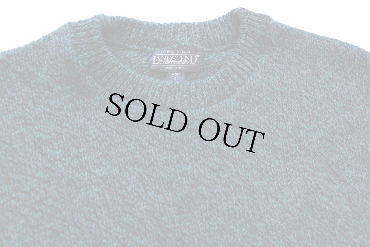 画像3: 90s USA製 LANDS'ENDランズエンド 無地 ウールニット セーター グリーン ミックス XL-T (3)