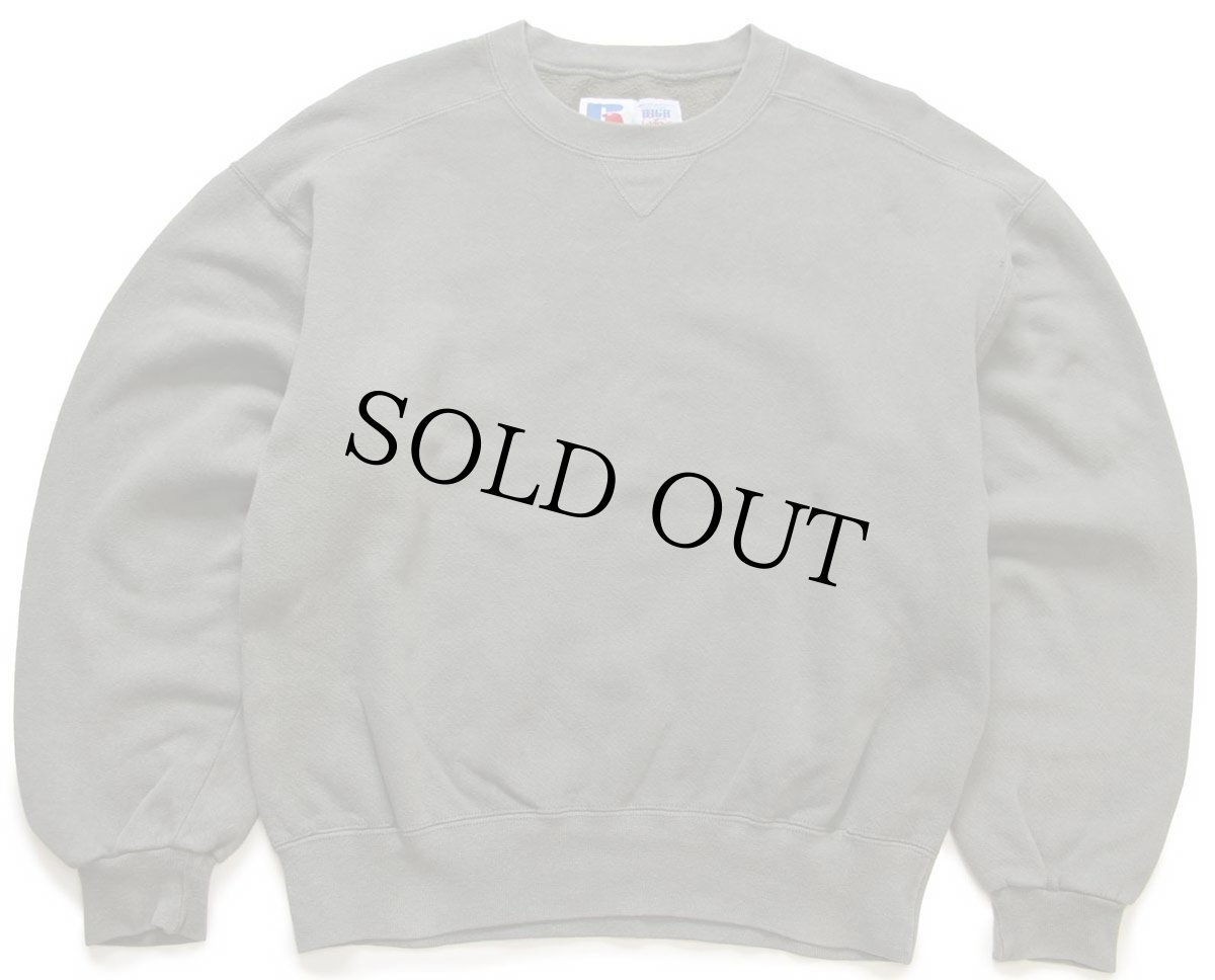 画像1: 90s USA製 RUSSELLラッセル 無地 前V スウェット 薄緑 M★ブランク (1)