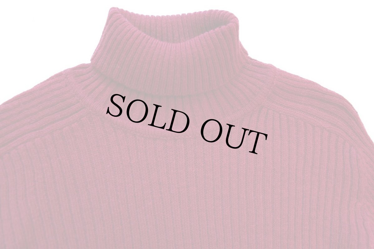 画像3: 80s 417 VAN HEUSEN タートルネック サドルショルダー アクリル×ウール リブニット セーター ワインレッド M (3)