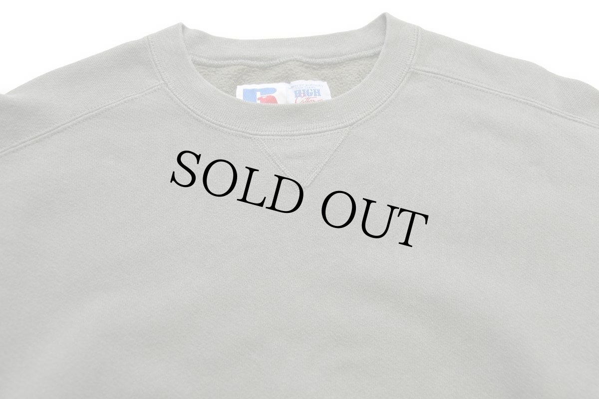 画像3: 90s USA製 RUSSELLラッセル 無地 前V スウェット 薄緑 M★ブランク (3)