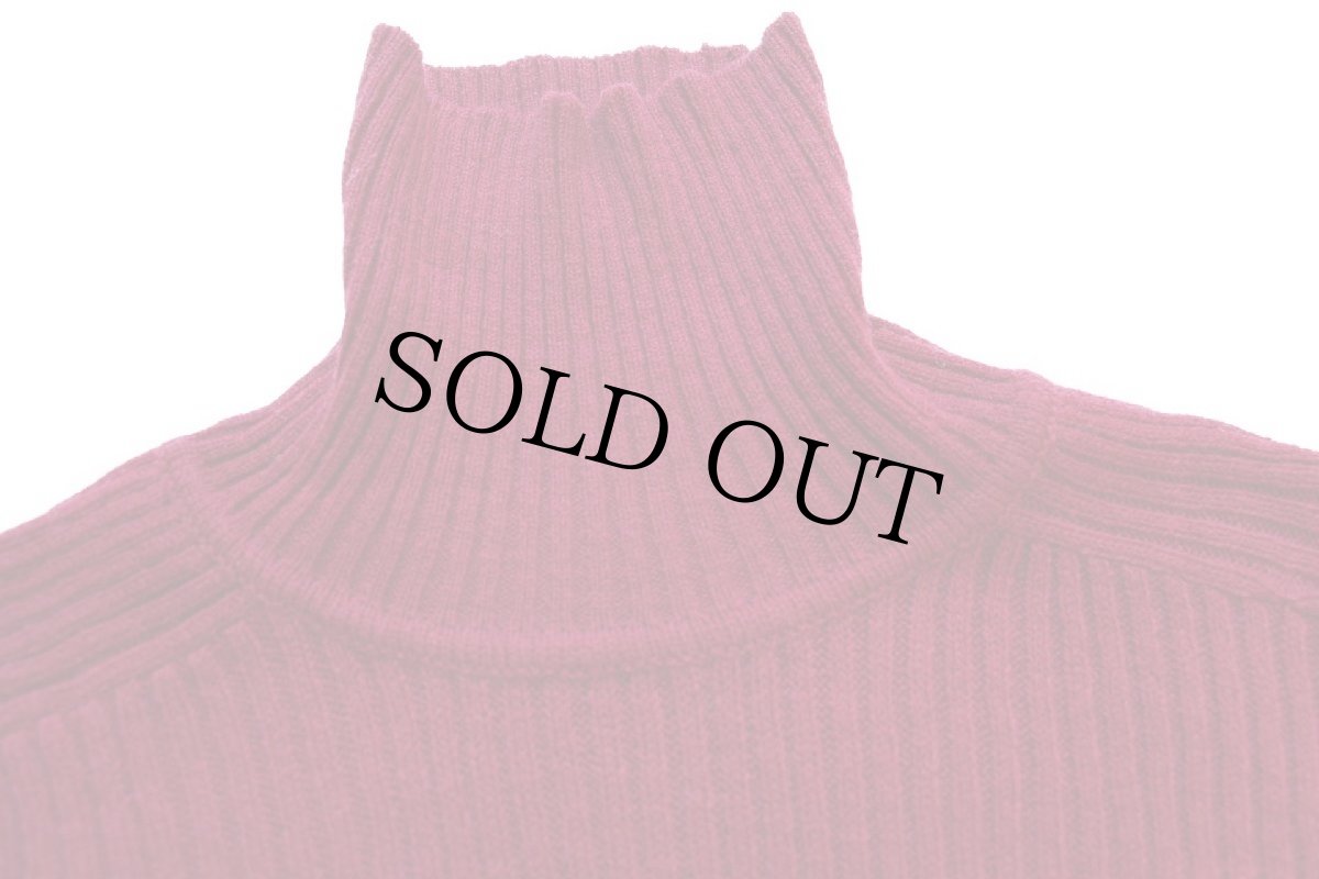 画像4: 80s 417 VAN HEUSEN タートルネック サドルショルダー アクリル×ウール リブニット セーター ワインレッド M (4)