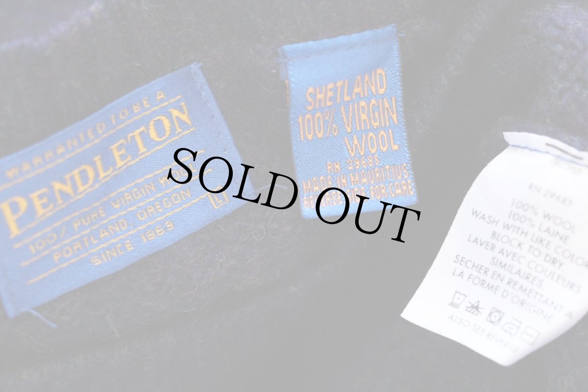 画像4: 00s PENDLETONペンドルトン 無地 シェットランド ウールニット セーター ナス紺 ミックス L (4)