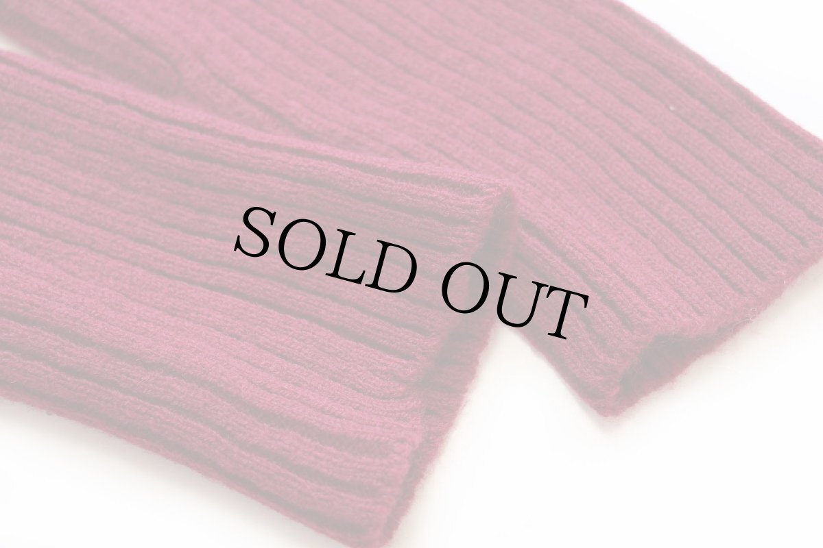 画像6: 80s 417 VAN HEUSEN タートルネック サドルショルダー アクリル×ウール リブニット セーター ワインレッド M (6)