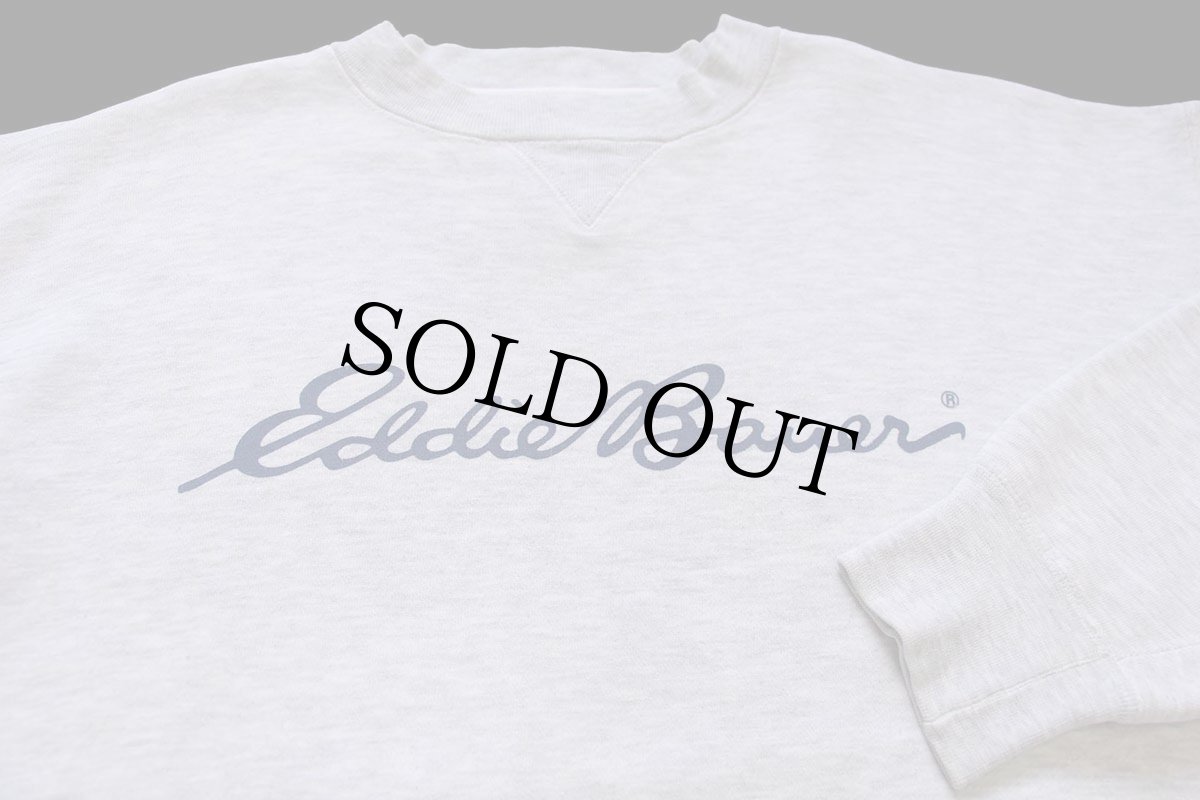 画像3: 90s EddieBauerエディーバウアー ロゴ はめ込み 前V スウェット 杢ライトグレー L (3)