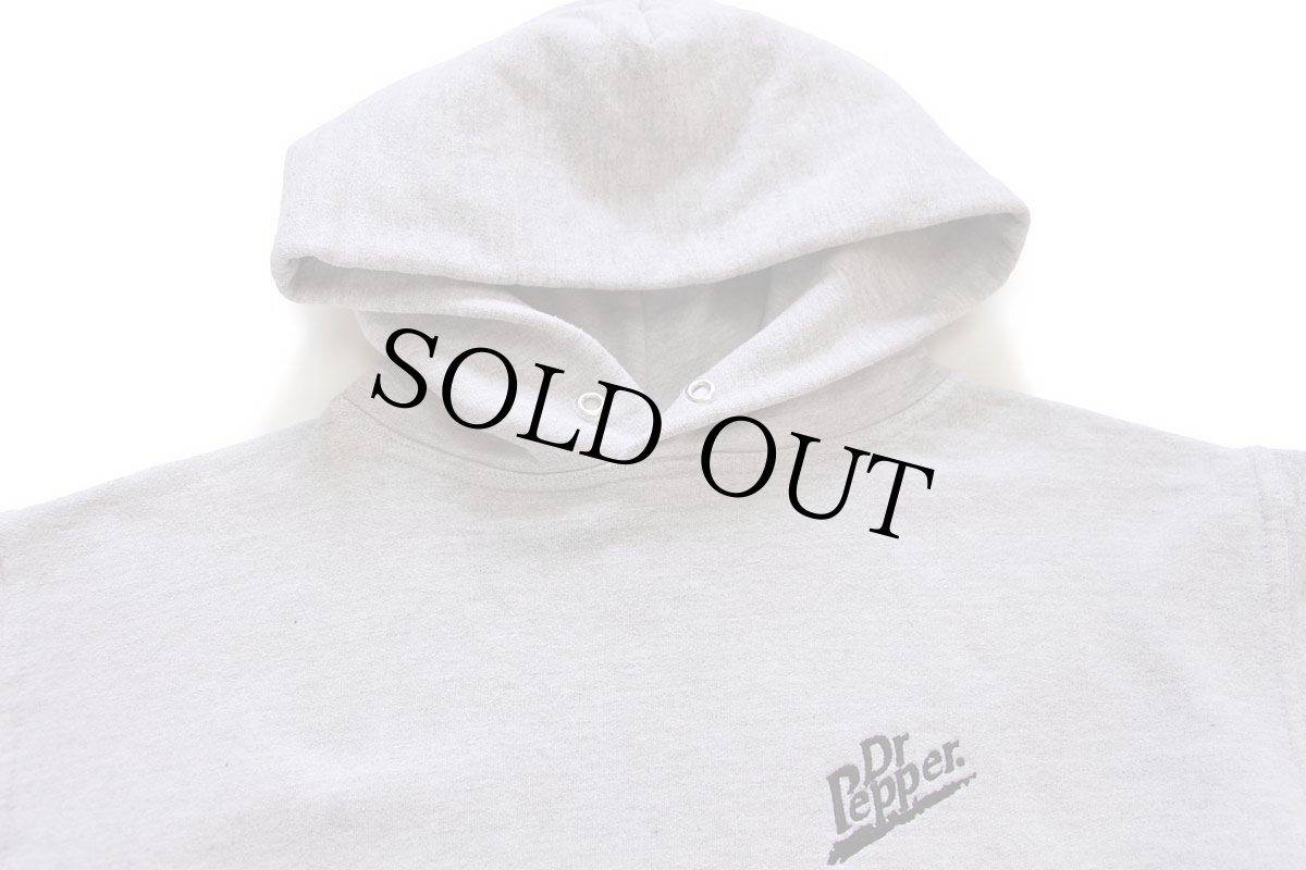 画像3: 00s DrPepperドクターペッパー ワンポイント ロゴ刺繍 スウェットパーカー 杢グレー★フーディー (3)