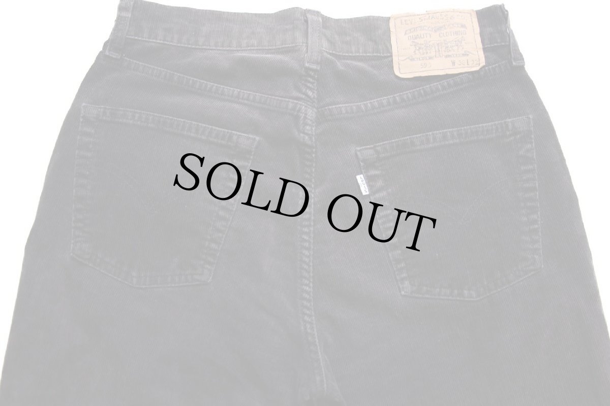 画像5: 90s イタリア製 Levi'sリーバイス 595 ストレッチ コーデュロイパンツ 黒 W32★ユーロ (5)