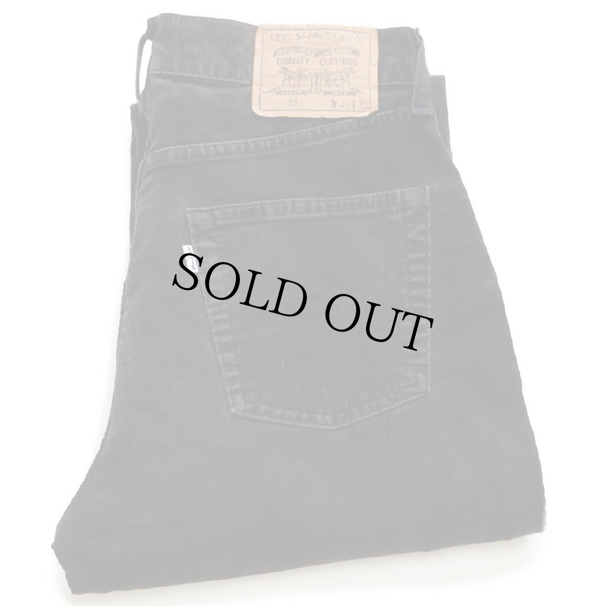 画像1: 90s イタリア製 Levi'sリーバイス 595 ストレッチ コーデュロイパンツ 黒 W32★ユーロ (1)