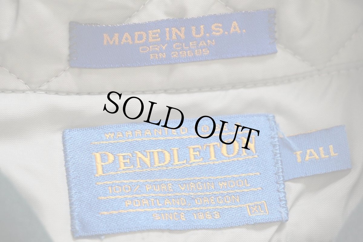 画像4: 90s USA製 PENDLETONペンドルトン 無地 エルボーパッチ付き ウールシャツ 緑 XL-T (4)